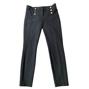 Loft Marisa Black Pants Gold Button Accents 2P